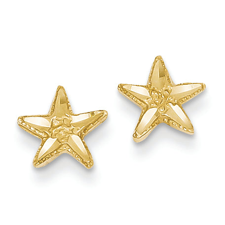 14K Gold Diamond-cut Starfish Earrings