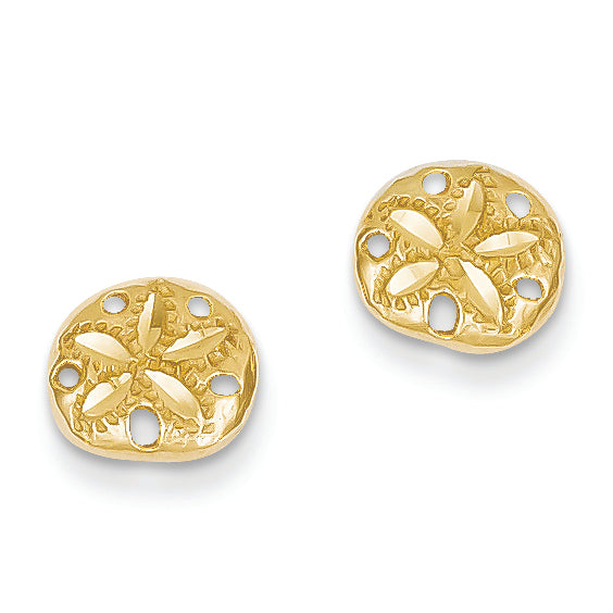 14K Gold Diamond-cut Sand Dollar Earrings