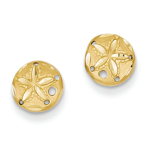 14K Gold Diamond-cut Sand Dollar Earrings