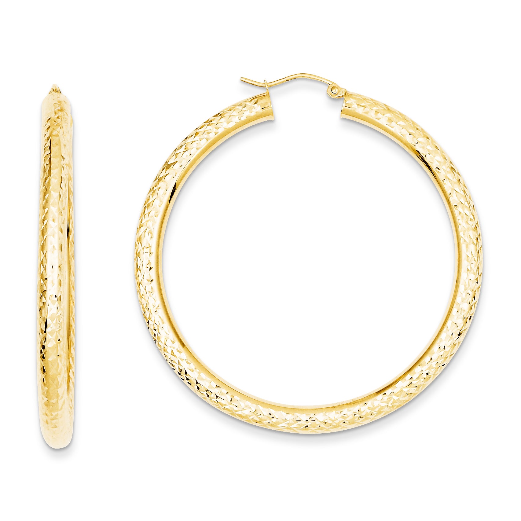 14K Gold 4mm Diamond-cut Earrings