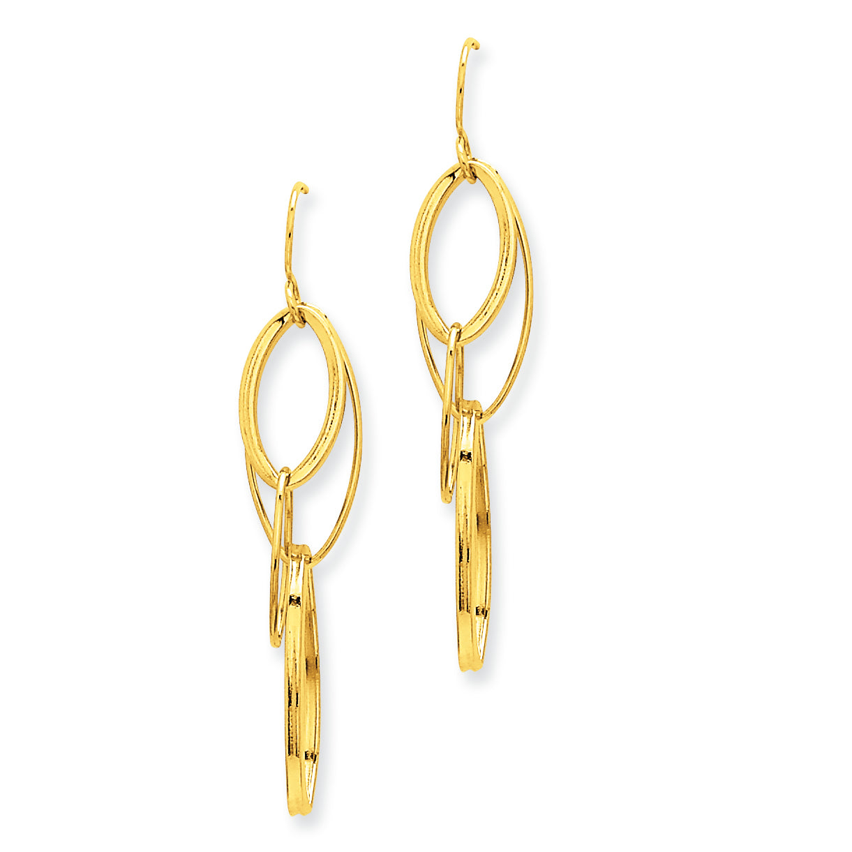 14K Gold Fancy Oval Drop Earrings