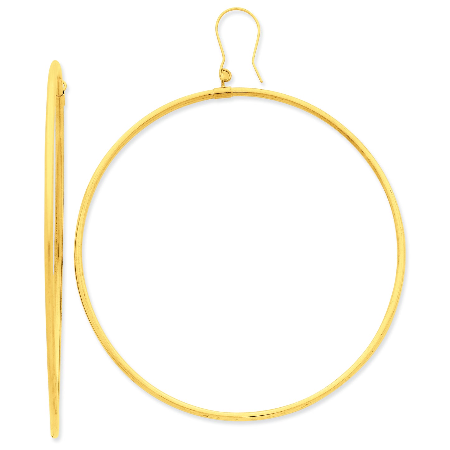 14K Gold Tube Hoop Dangle Earrings