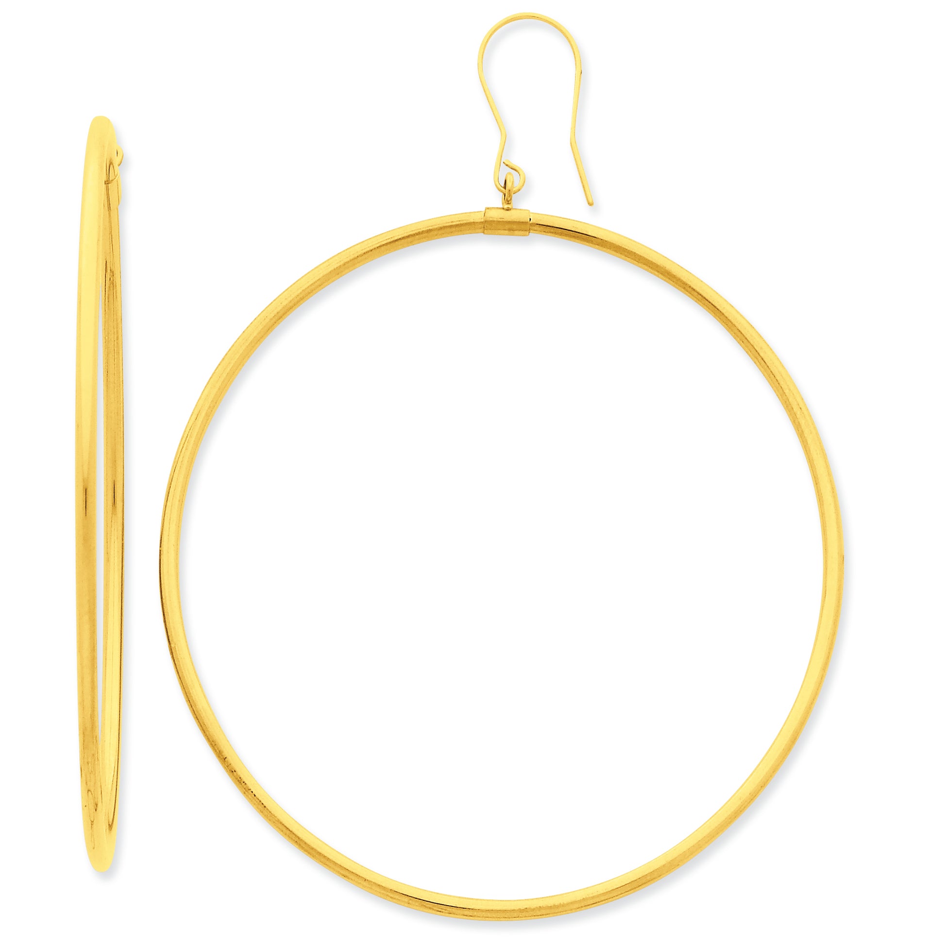 14K Gold Tube Hoop Dangle Earrings