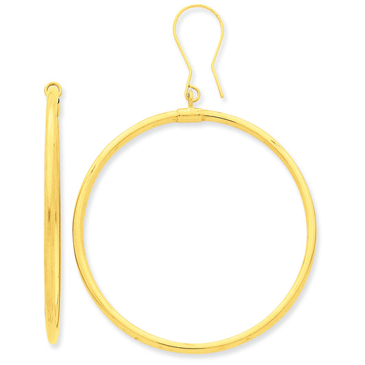 14K Gold Tube Hoop Dangle Earrings