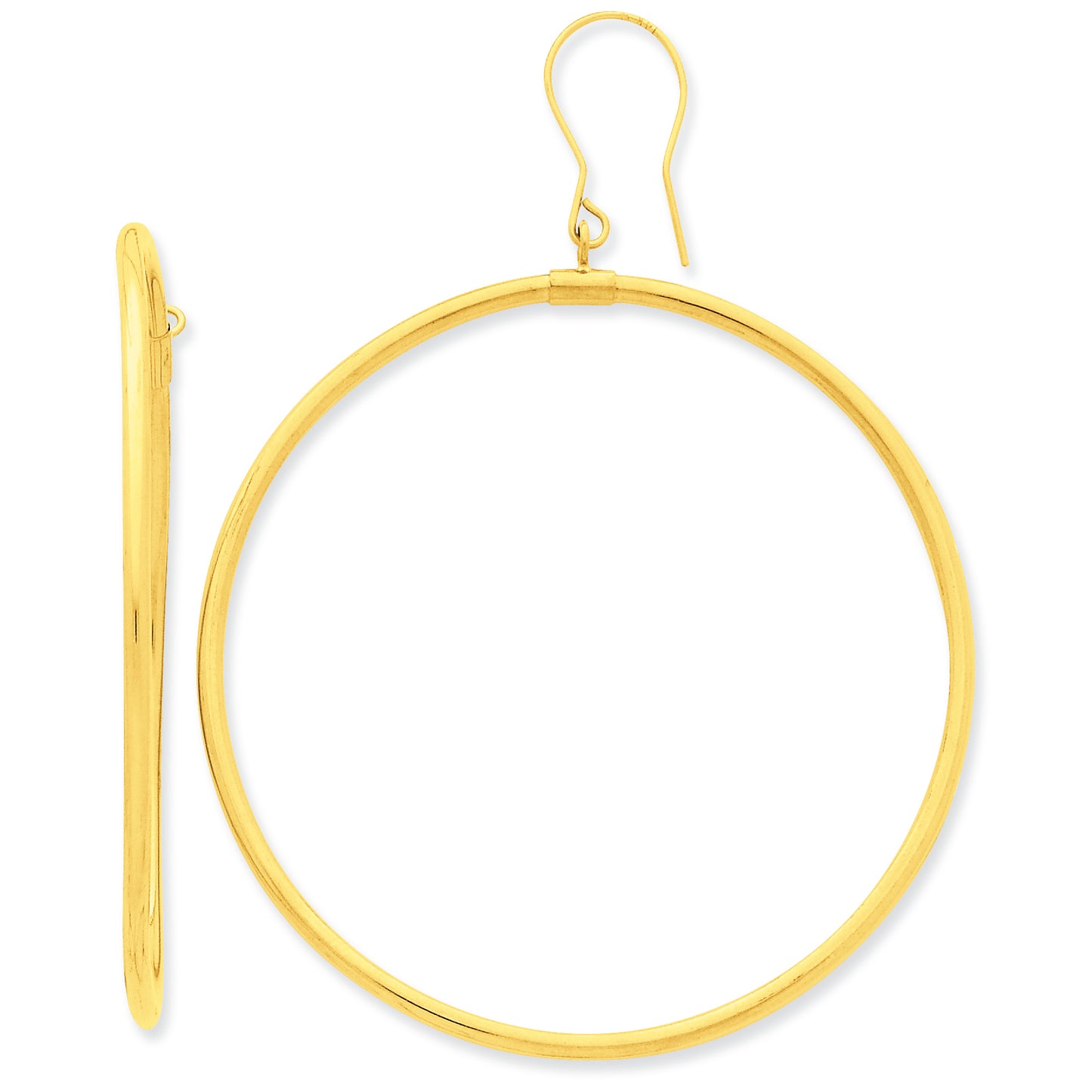 14K Gold Tube Hoop Dangle Earrings