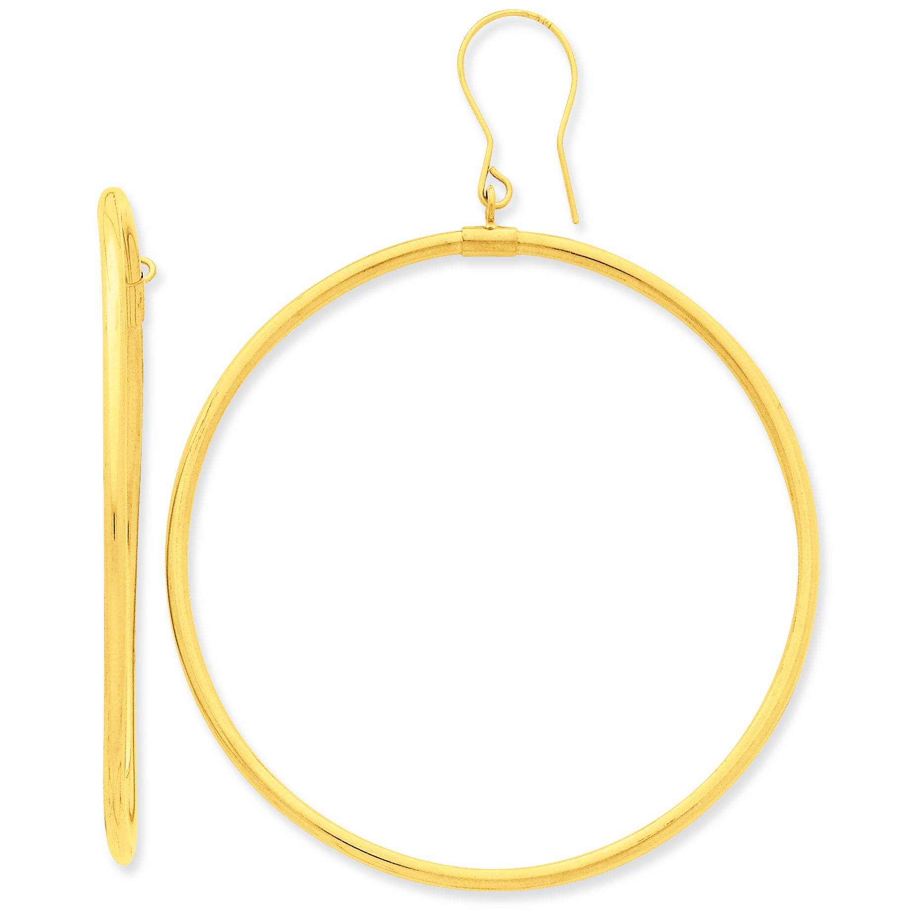 14K Gold Tube Hoop Dangle Earrings