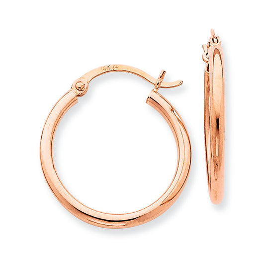 14K Gold Rose Gold 2mm Polished Hoop Earrings