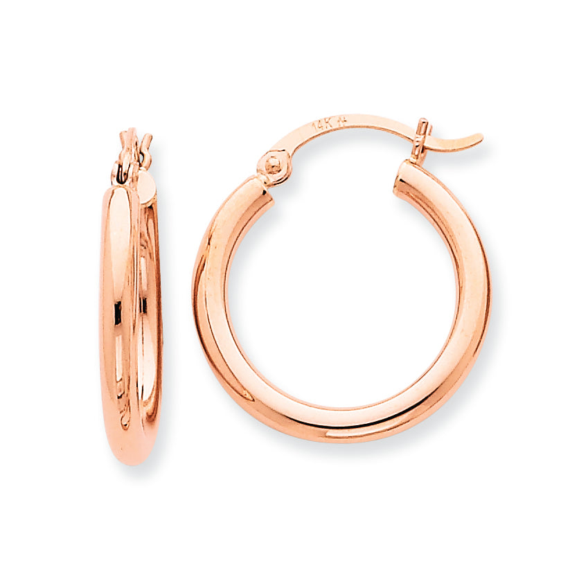 14K Gold Rose Gold 2.5mm Polished Hoop Earrings