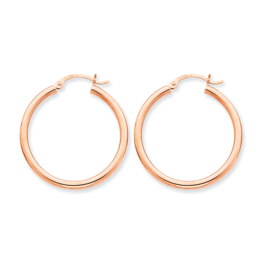 14K Gold Rose Gold 2.5mm Polished Hoop Earrings