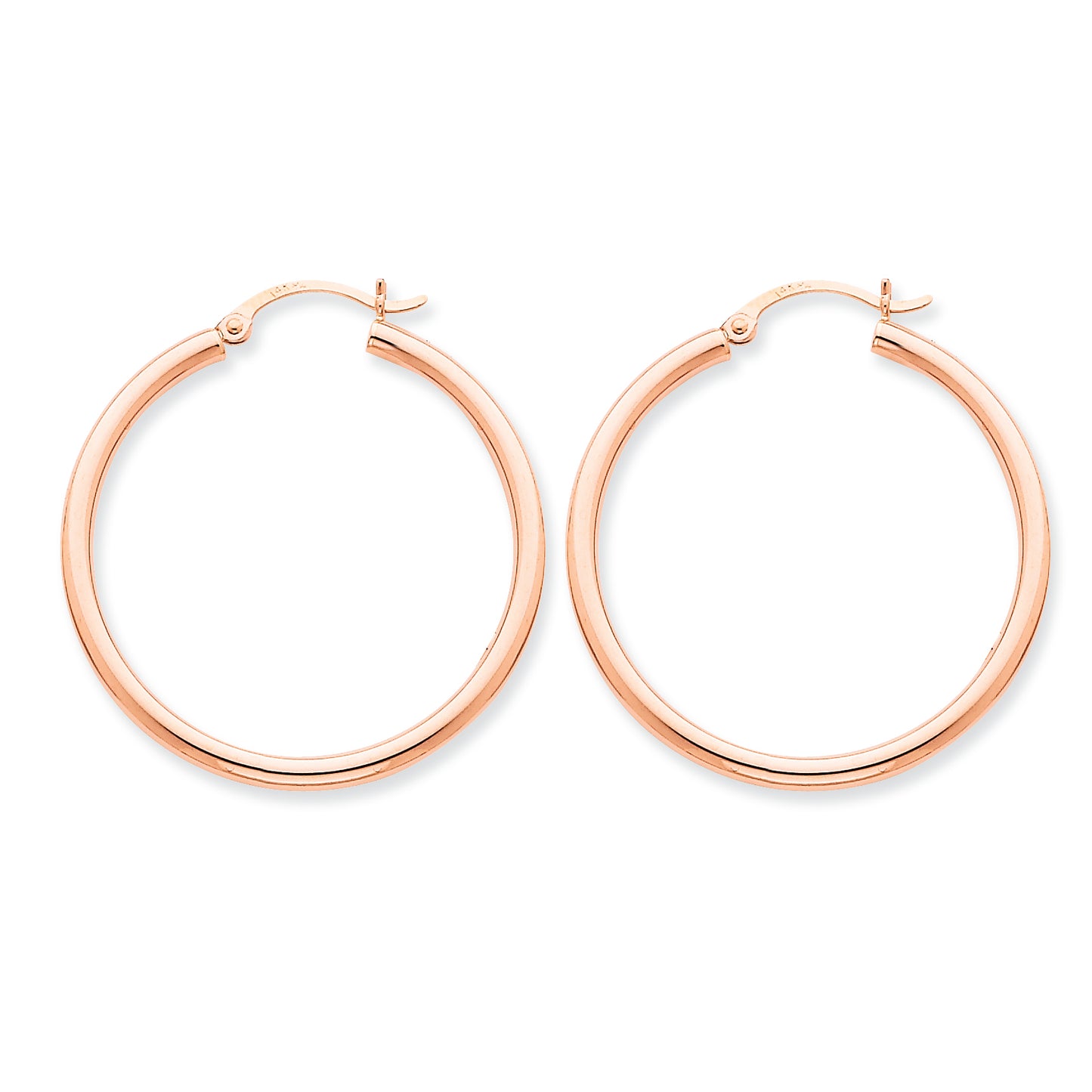 14K Gold Rose Gold 2.5mm Polished Hoop Earrings