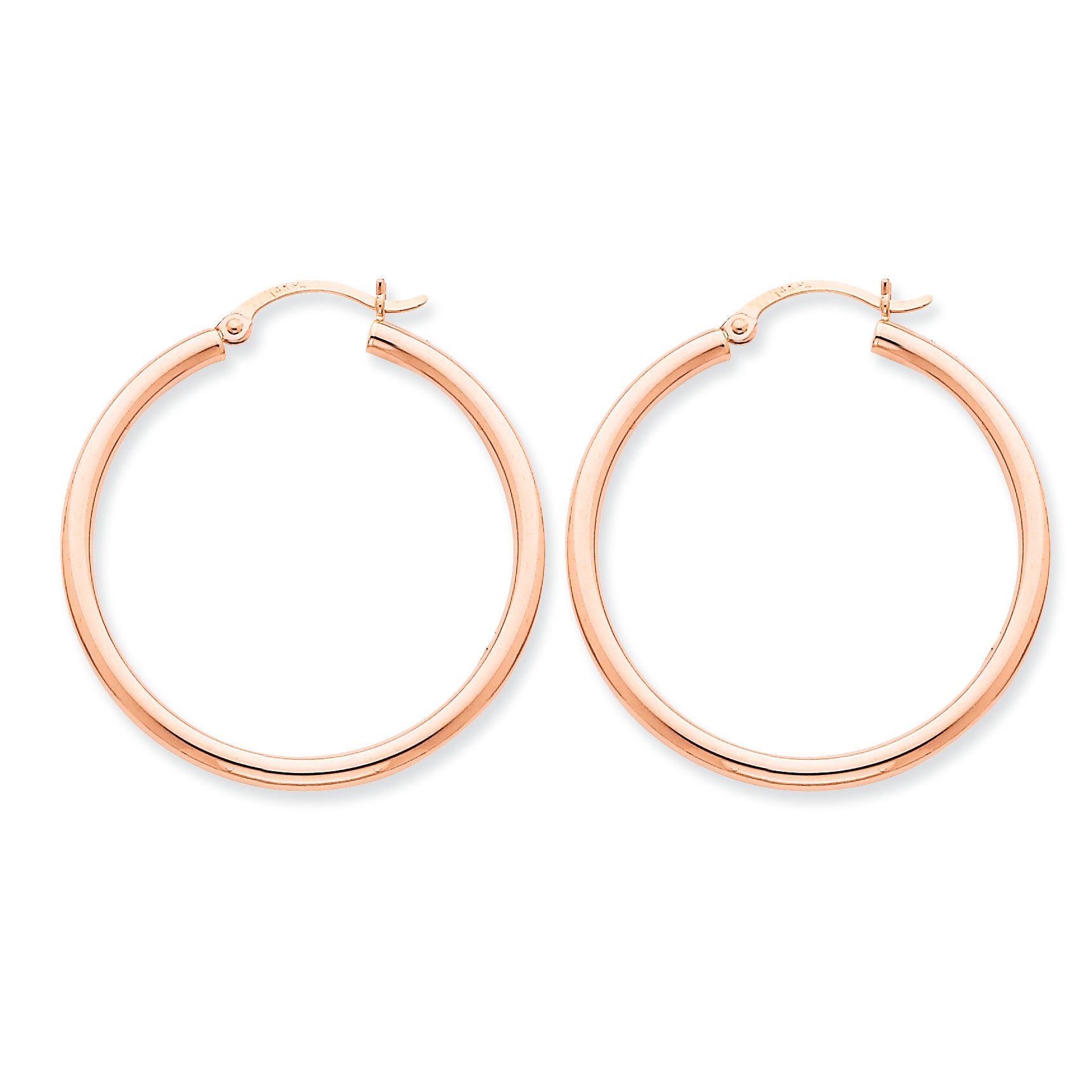 14K Gold Rose Gold 2.5mm Polished Hoop Earrings