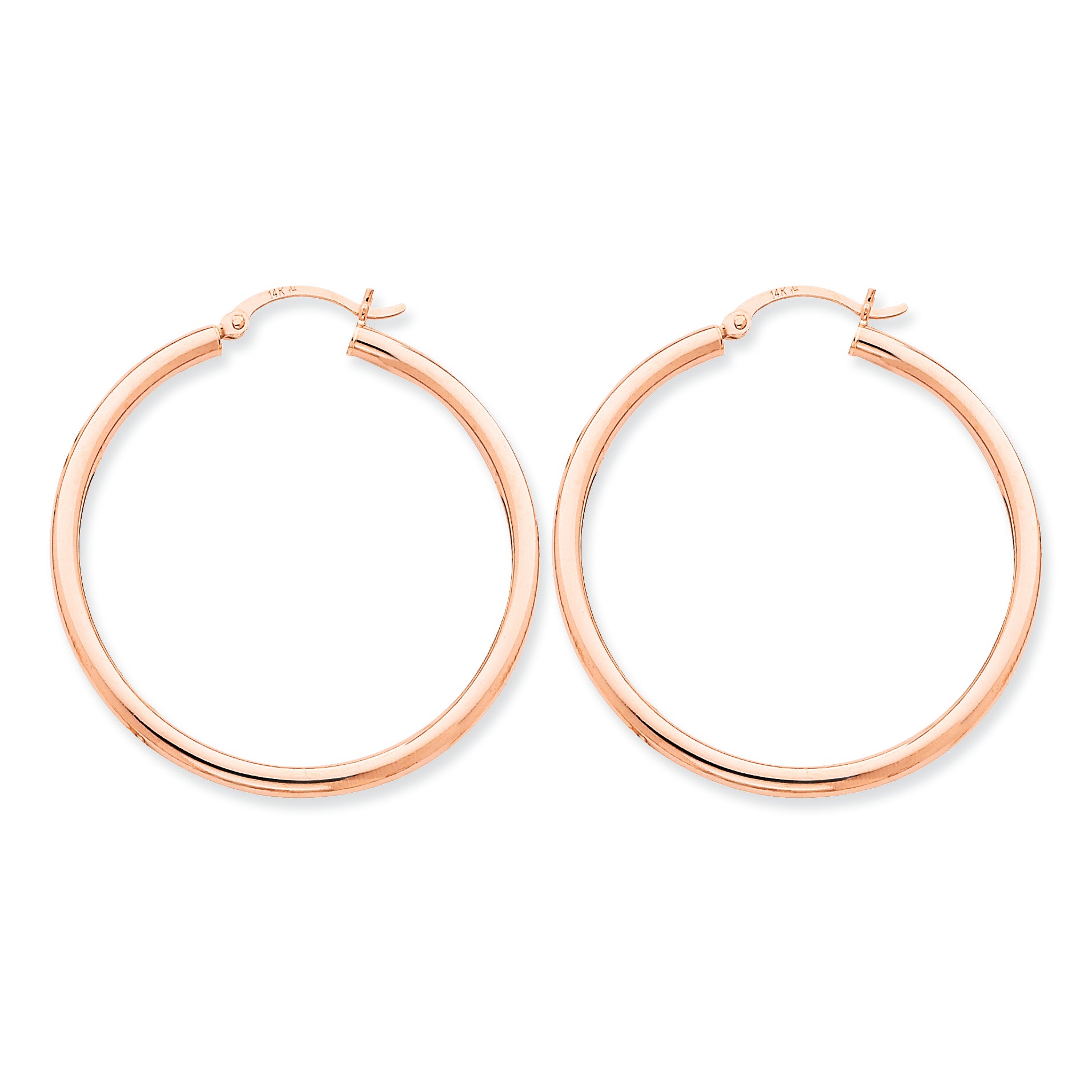 14K Gold Rose Gold 2.5mm Polished Hoop Earrings