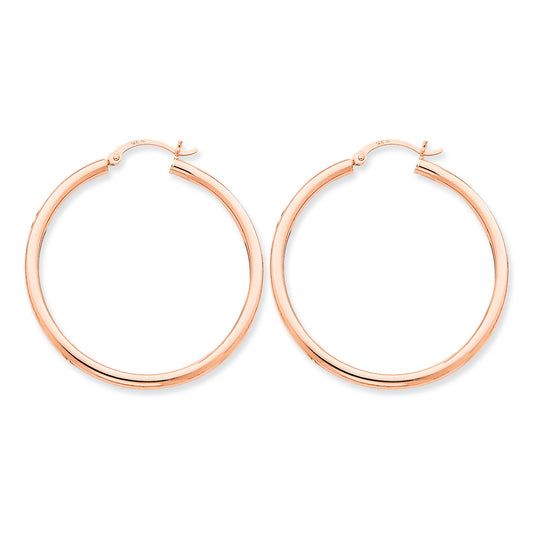 14K Gold Rose Gold 2.5mm Polished Hoop Earrings