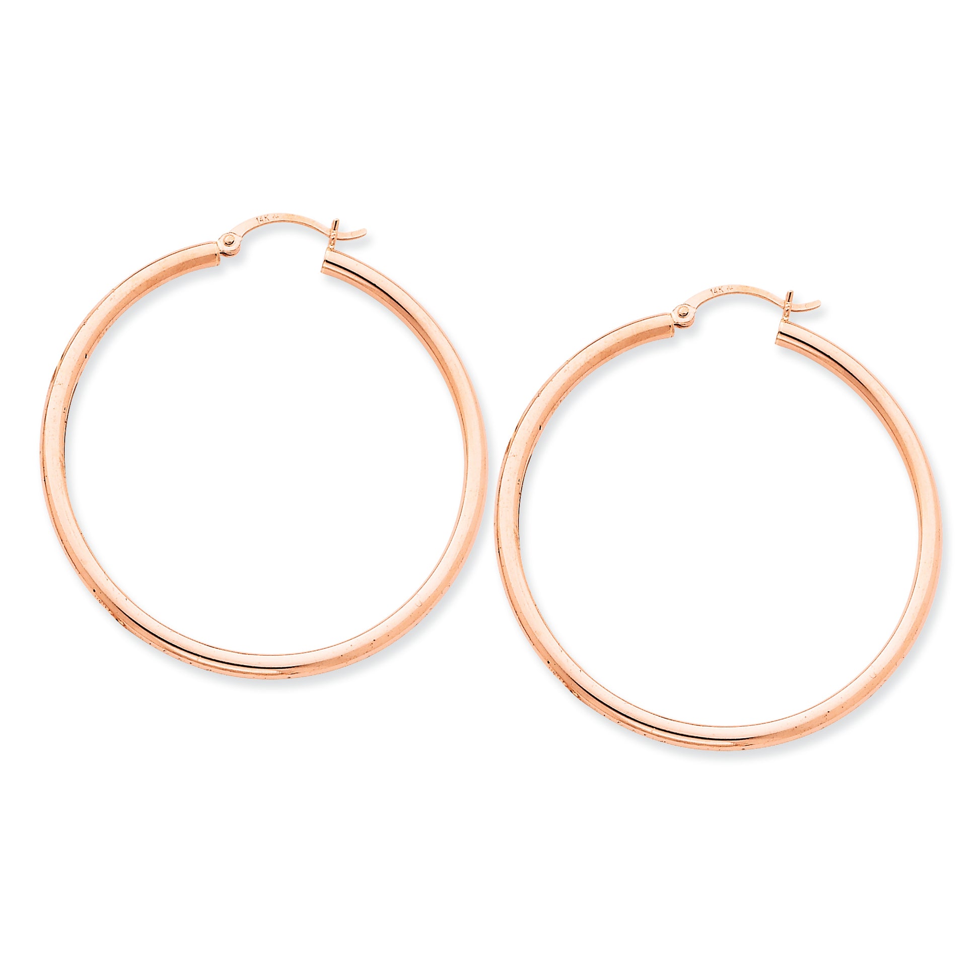 14K Gold Rose Gold 2.5mm Polished Hoop Earrings