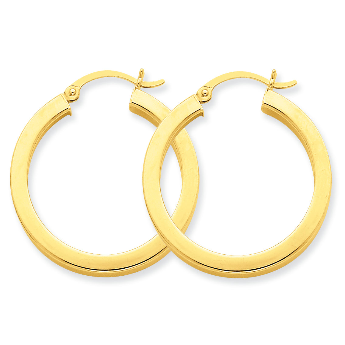 14K Gold 3mm Polished Square Hoop Earrings