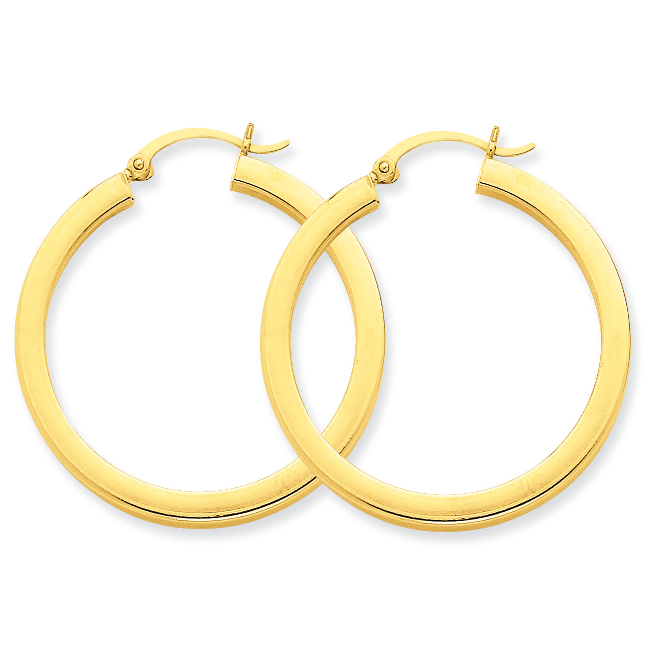 14K Gold 3mm Polished Square Hoop Earrings