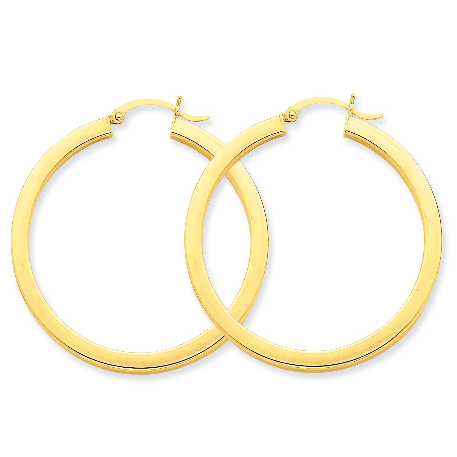 14K Gold 3mm Polished Square Hoop Earrings