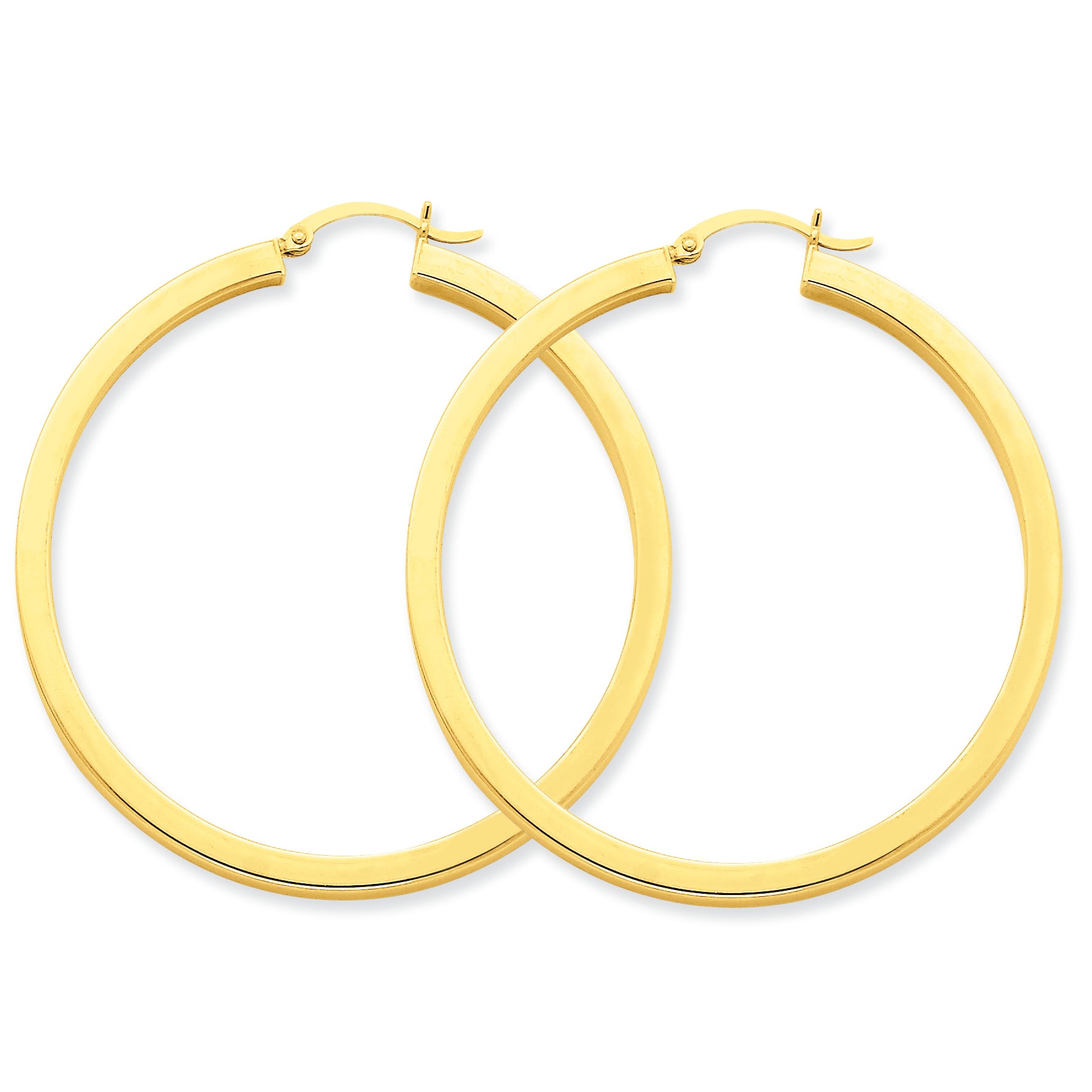 14K Gold 3mm Polished Square Hoop Earrings