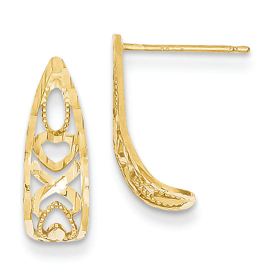 14K Gold Diamond-cut Heart and X Post Earrings