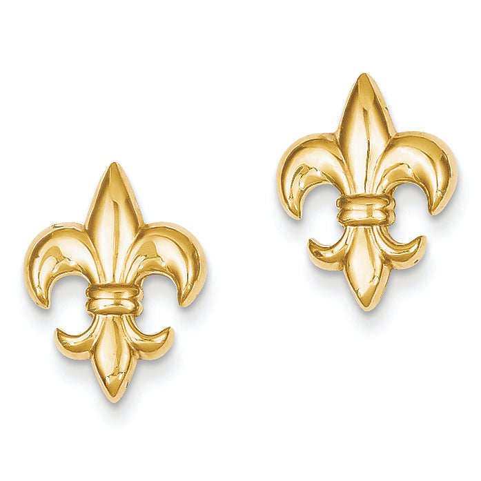 14K Gold Small Fleur-De-Lis Earring