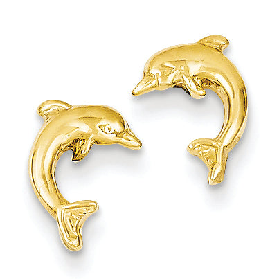 14K Gold Dolphin Post Earrings