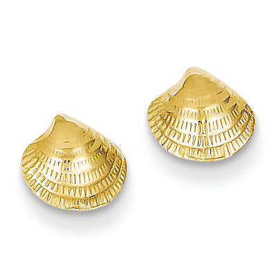 14K Gold Mini Clamshell Post Earrings