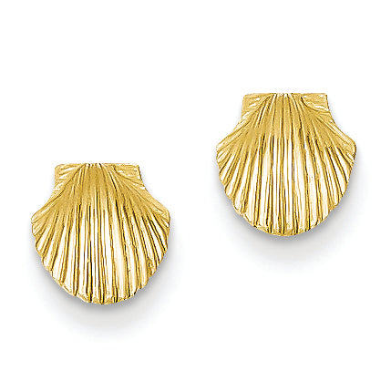 14K Gold Mini Scallop Shell Post Earrings