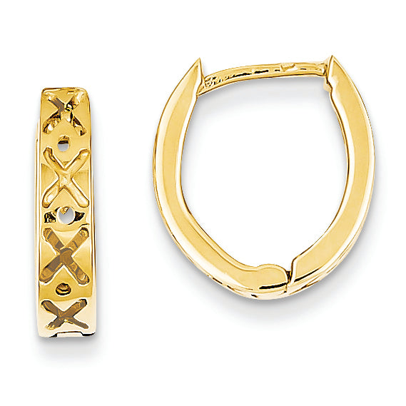 14K Gold X Design Hinged Hoop Earrings