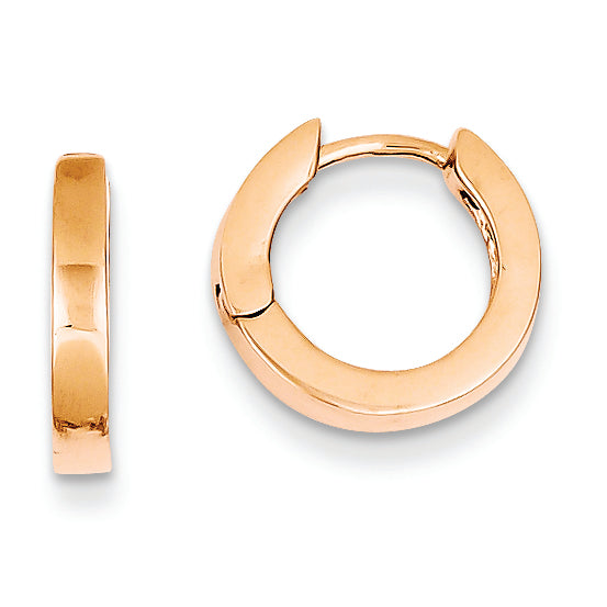 14K Gold Rose Gold Round Hinged Hoop Earrings