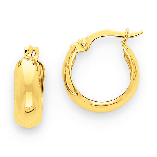 14K Gold Polished 4.75mm Round Hoop Earrings