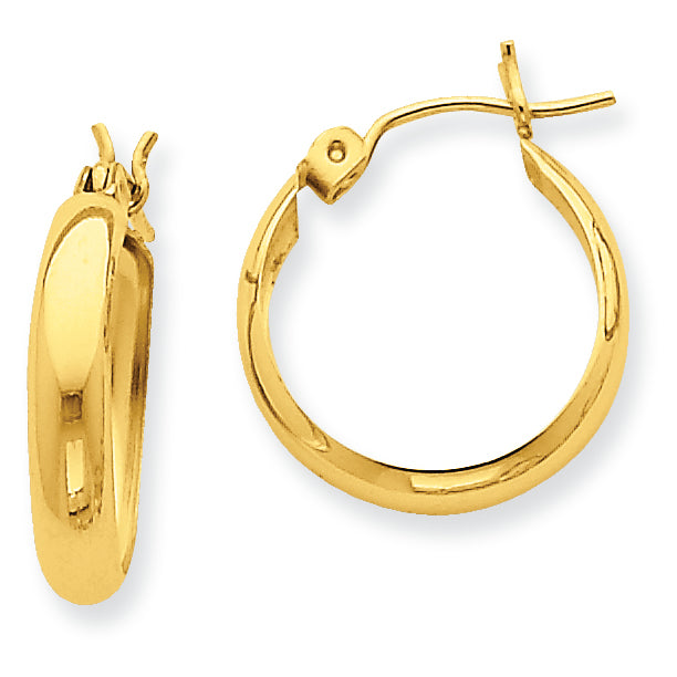 14K Gold Polished 3.5mm Hoop Earrings