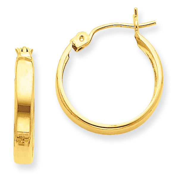 14K Gold Polished 3mm Hoop Earrings