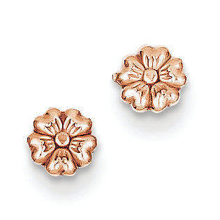 14K Gold Rose Gold Flower Post Earrings