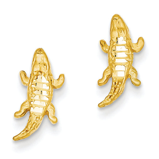 14K Gold Diamond-cut Alligator Earrings