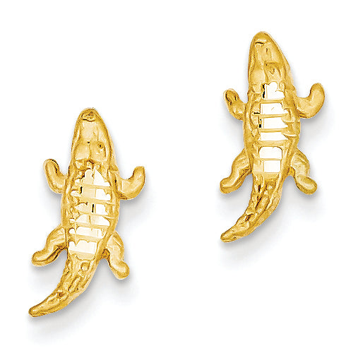 14K Gold Diamond-cut Alligator Earrings