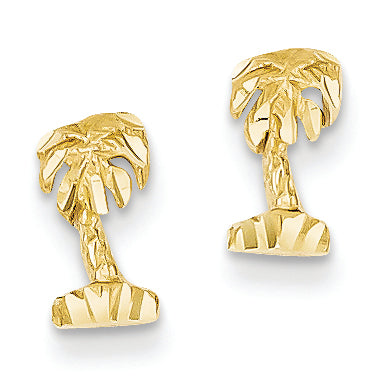14K Gold Diamond-cut Palm Tree Earrings