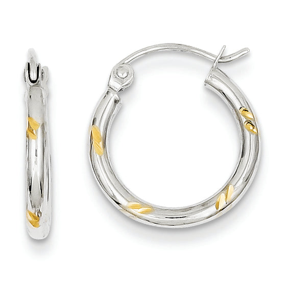 14K White Gold & Rhodium Hoop Earrings