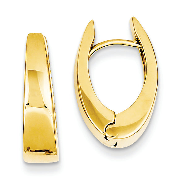 14K Gold Polished Hinged Hoop Earrings