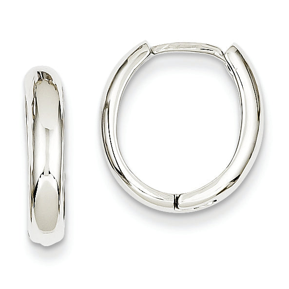 14K White Gold Hinged Hoop Earrings