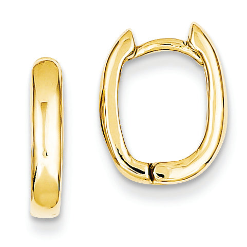 14K Gold Oval Hinged Hoop Earrings