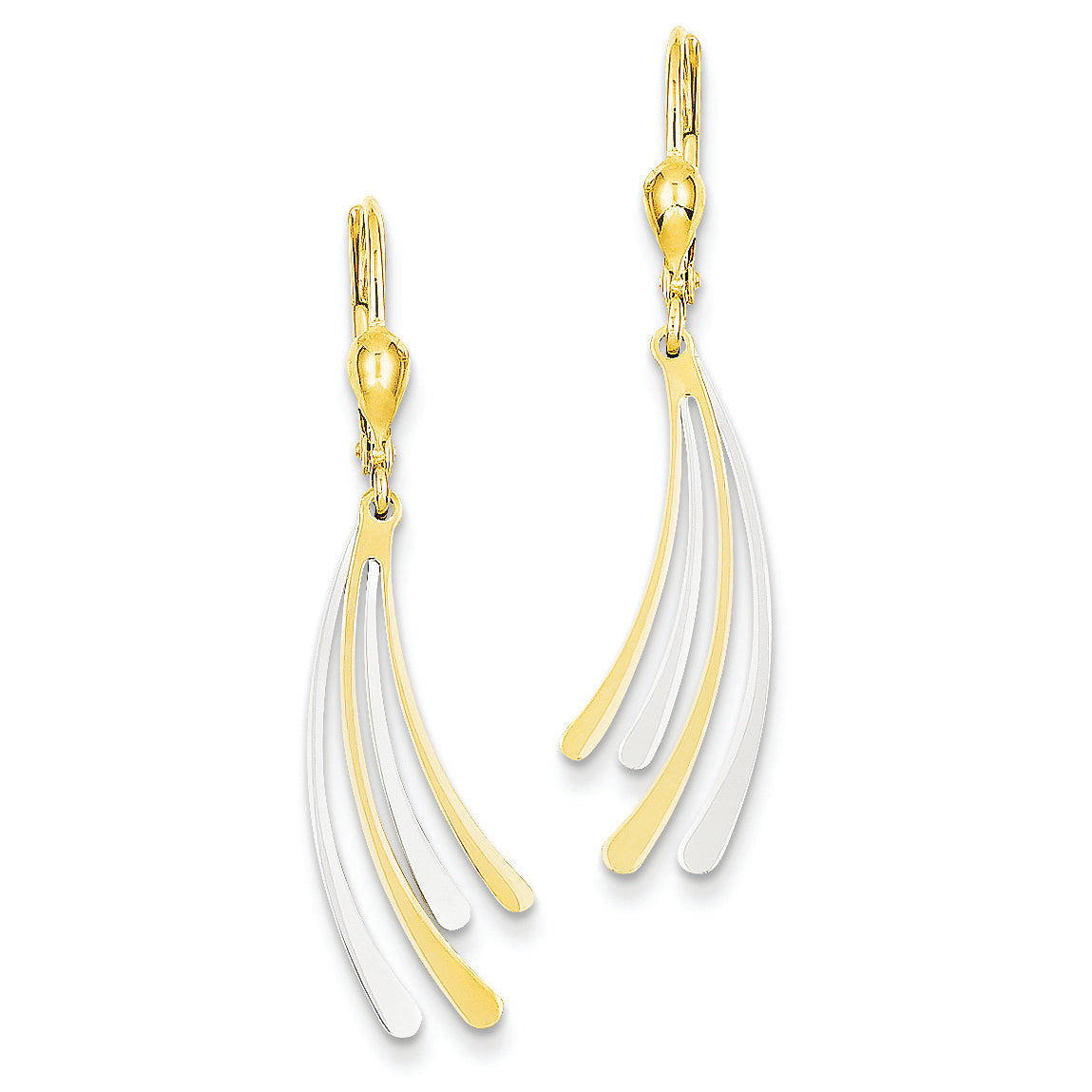 14K Gold Two-tone Fancy Dangle Leverback Earrings