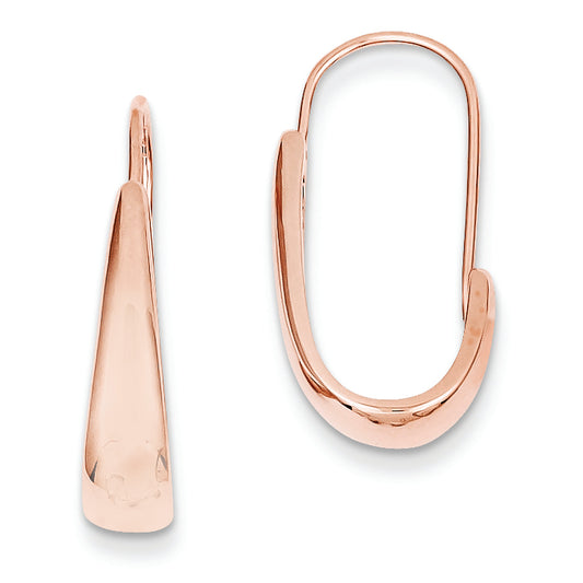 14K Gold Rose Gold Polished Tapered J-Hoop Wire Earrings