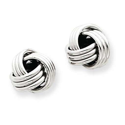 14K White Gold Ridged Love Knot Post Earrings