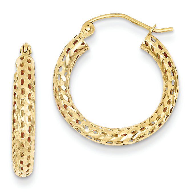 14K Gold Mesh Hoop Earrings