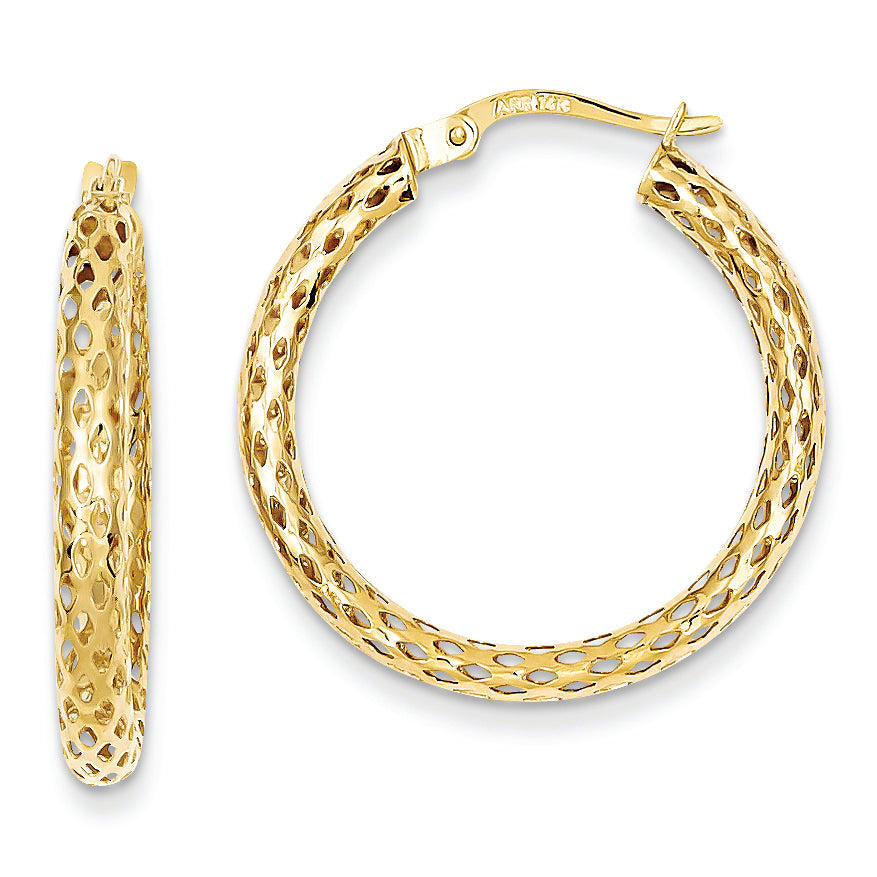 14K Gold Mesh Hoop Earrings