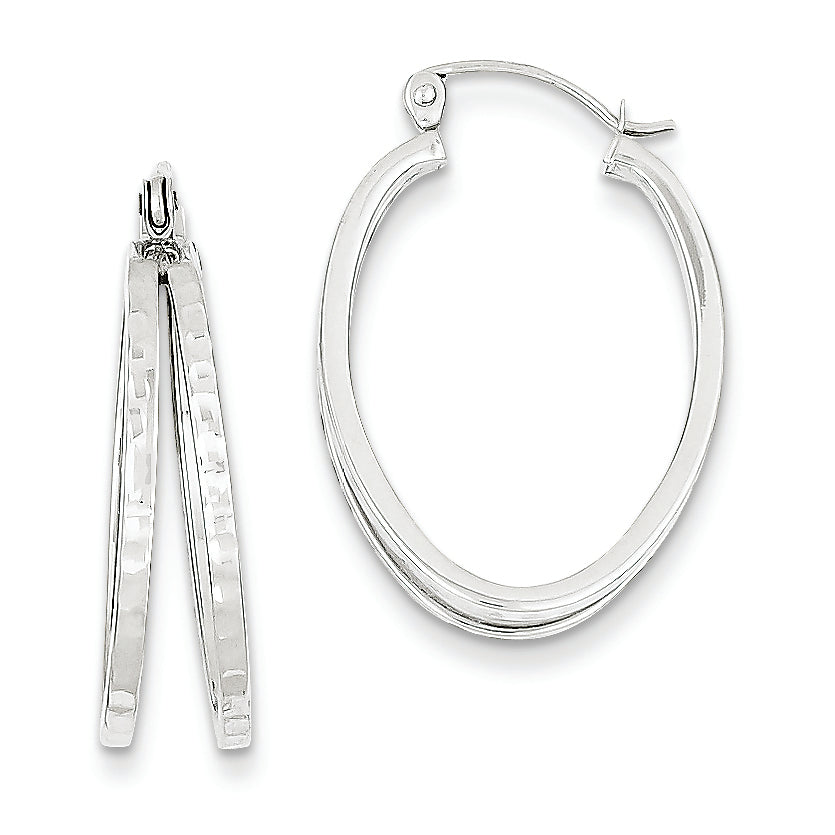 14K White Gold D/C Hoop Earrings