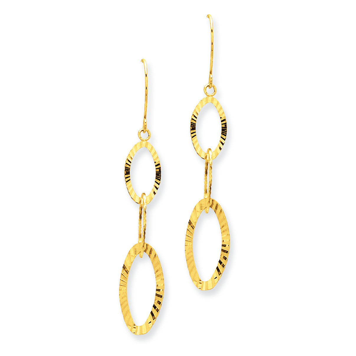 14K Gold Diamond Cut Oval Earrings