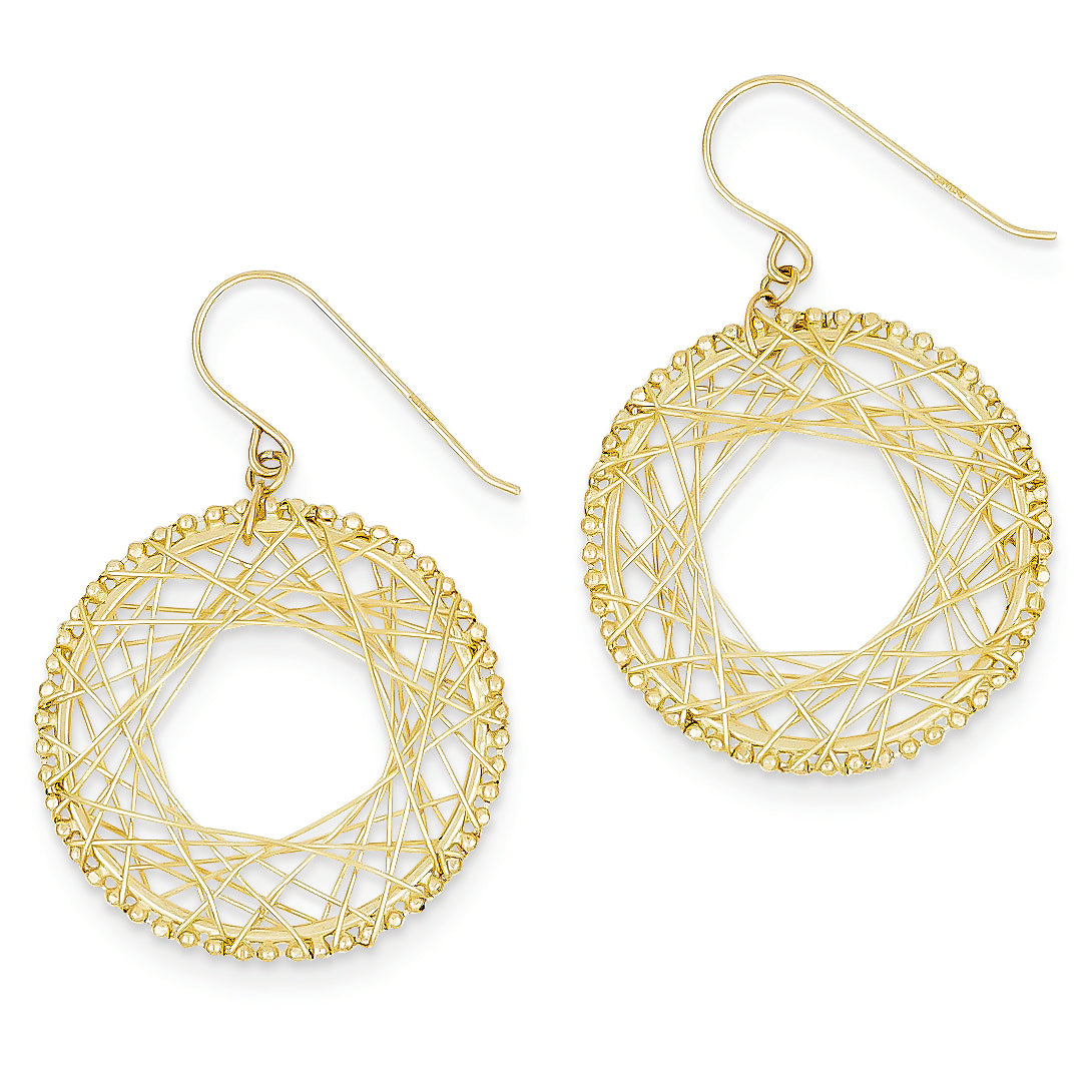 14K Gold Circle & Web Open Hole Earrings