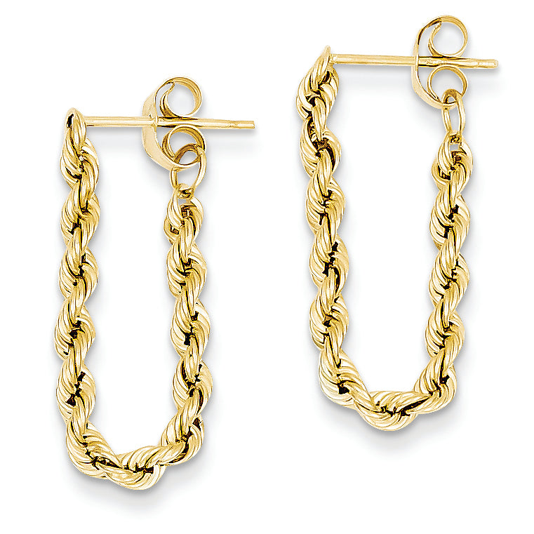 14K Gold Hollow Rope Earrings