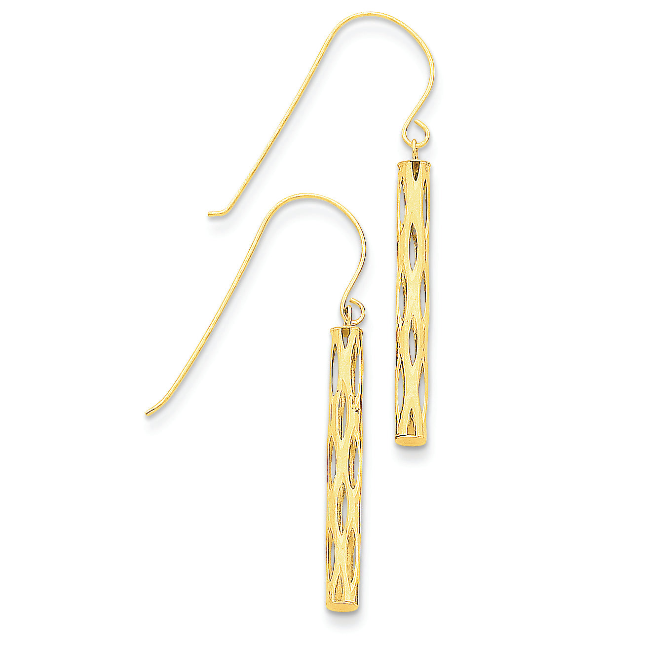 14K Gold Dangle Mesh Tube Earrings